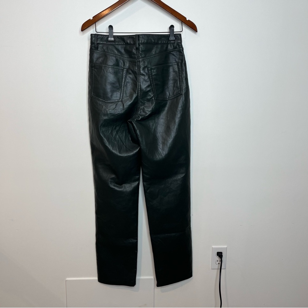 Aritzia Women's Size 6 Melina Vegan Leather Dark Green Cropped High Rise Pant - Picture 7 of 15